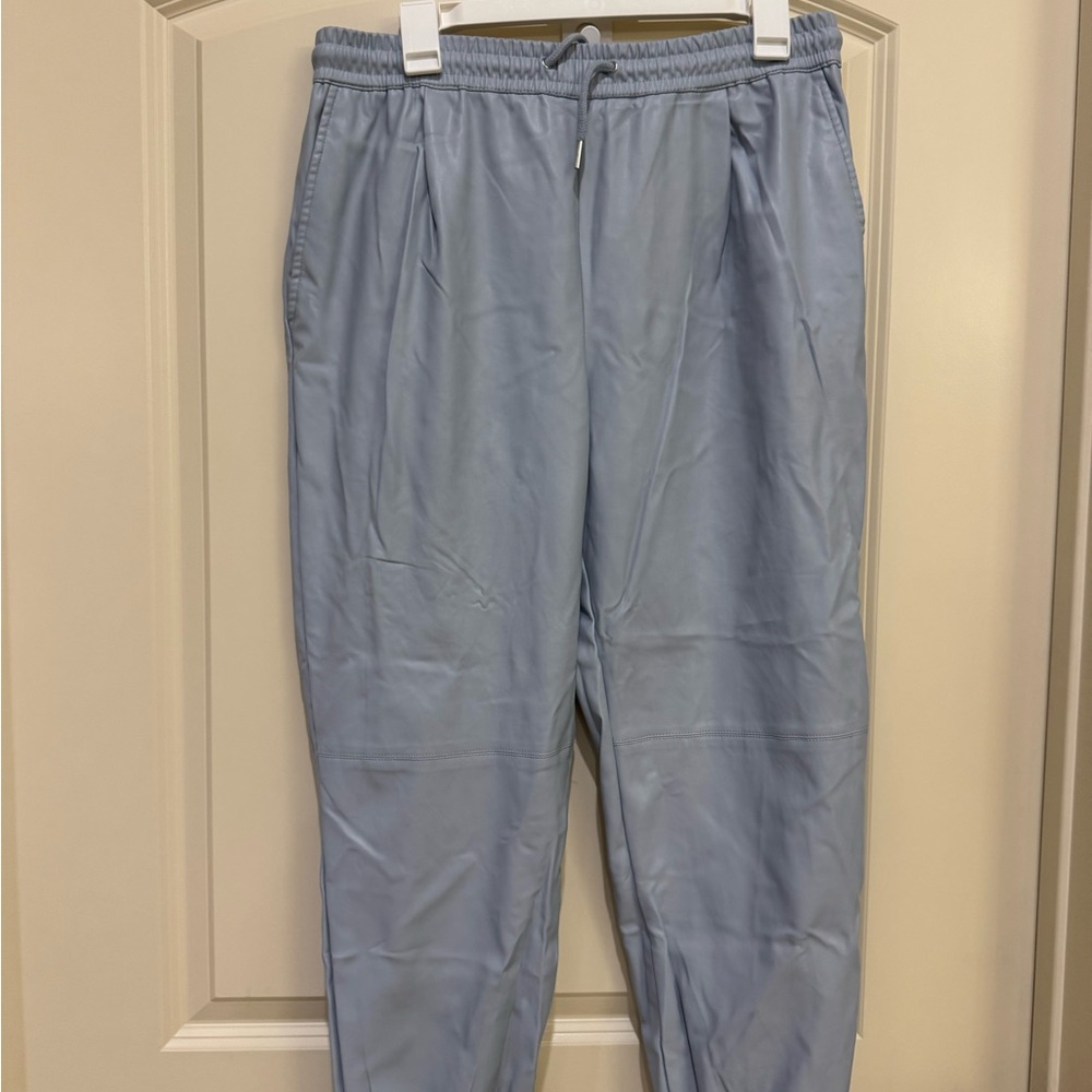 Zara Women’s Light Blue Faux Leather Joggers Size XS